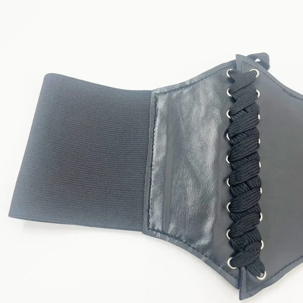 2/$30 NEW Faux Vegan Leather Lace Up Corset Belt Elastic Black  (Up to Size L)